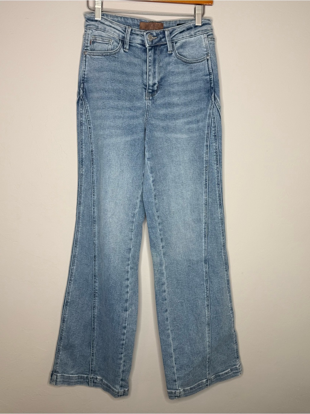 JUDY BLUE Joy High Rise Side Seam Retro Wide Leg Medium Wash Jeans Size 3/26 - Picture 2 of 6